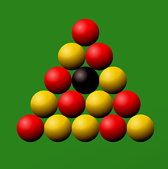Placement des billes pool dans le triangle pour le billard anglais